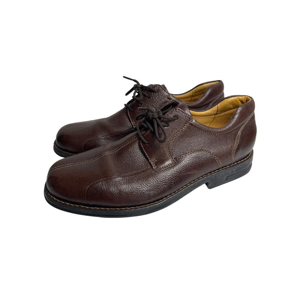 Jos A Bank Traveler's Collection Mens 10D Brown Leather Bicycle Toe Oxfords